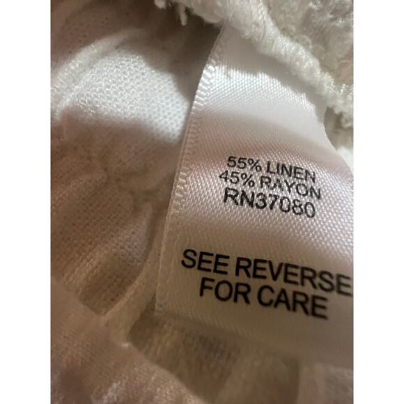 EST 1946 WHITE LINEN BLEND PANTS ELASTIC WAIST WOMENS PLUS SIZE  14 - 16 - Picture 5 of 6